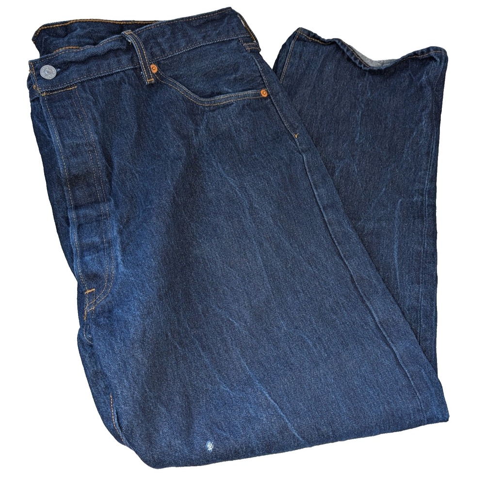 Levis 501xx Mens Button Fly Dark Wash Blue Jeans 45x32 Vintage Straight Leg